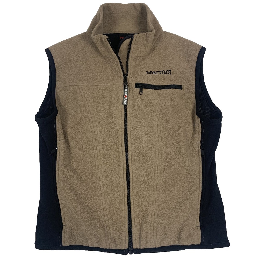 Marmot Windstopper Vest Women's Petite Small Camel Fleece Full Zip Mock Neck